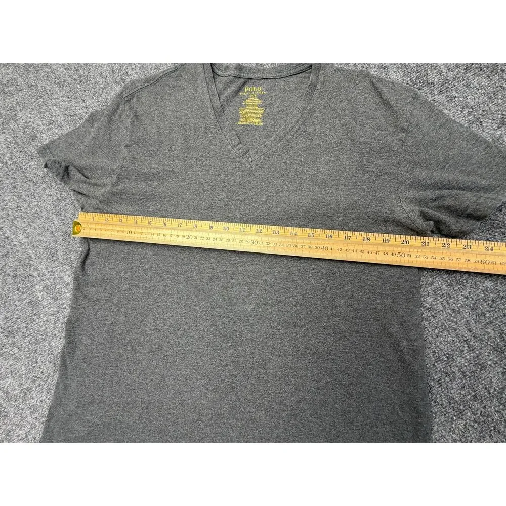 Polo Ralph Lauren T Shirt Mens L Gray V Neck Cotton Classic Fit